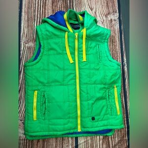 Green Quilted Vest with Yellow Accents